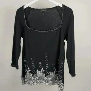 Escada Black Lace-Hem Sweater